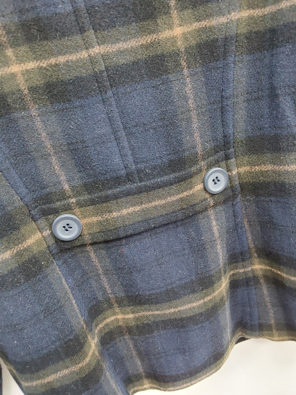Vintage Navy Blue Plaid Double-Breasted Wool  Peacoat 6 - Picture 7 of 7